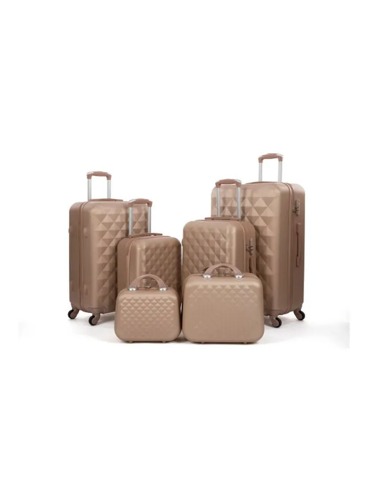 6-Pieces Luggage Trolley Bags Set Gold
