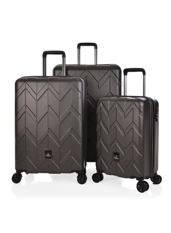Track Unisex Luggage ABS Hard Material Trolley Travel Bag Suitcase 3 Pieces Set Size 20/24/28 Inch 1TR0107/3P Charcoal