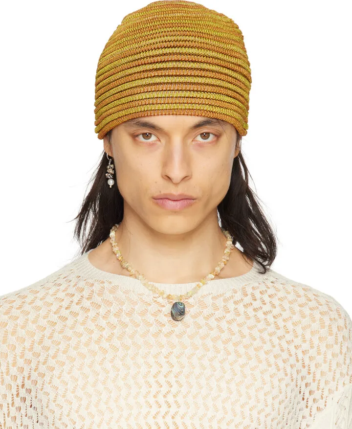 Isa Boulder SSENSE Exclusive Orange & Green Beanie