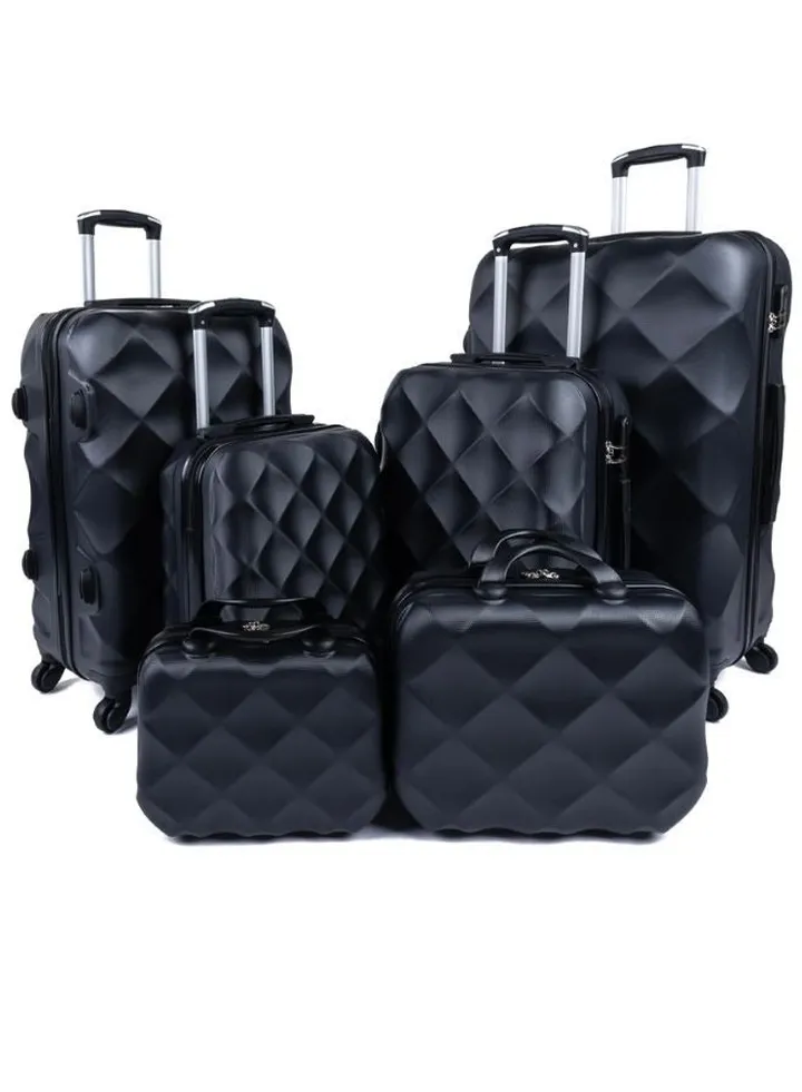 6-Piece Trolley Bags Luggage Set Black