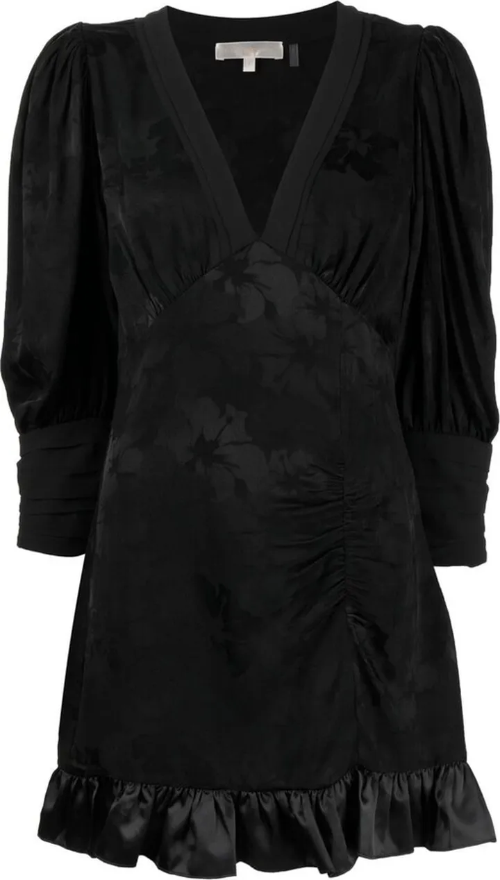 V-Neck Ruffled-Hem Dress