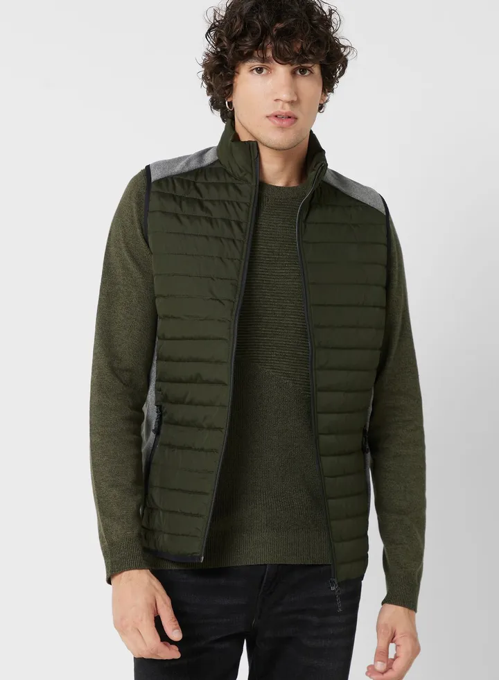 Zip Through Quilted Gilet