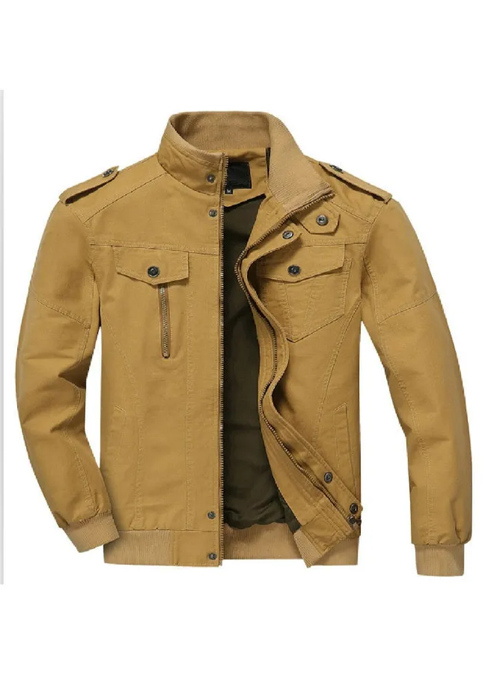 Casual Collar Bomber Jacket Brown