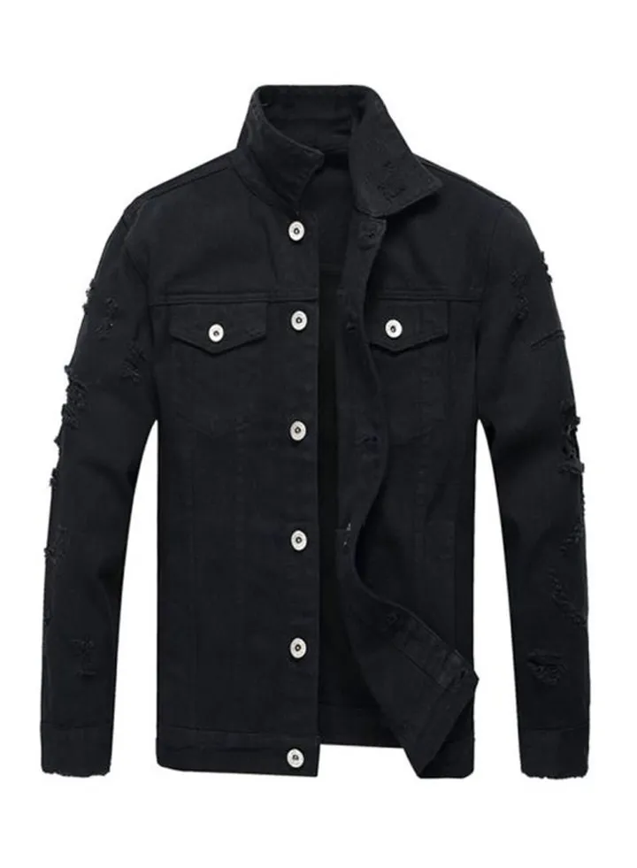 Long Sleeves Denim Jacket Black