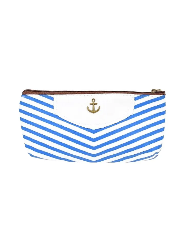 Fashion Canvas Stripe Pencil Case White