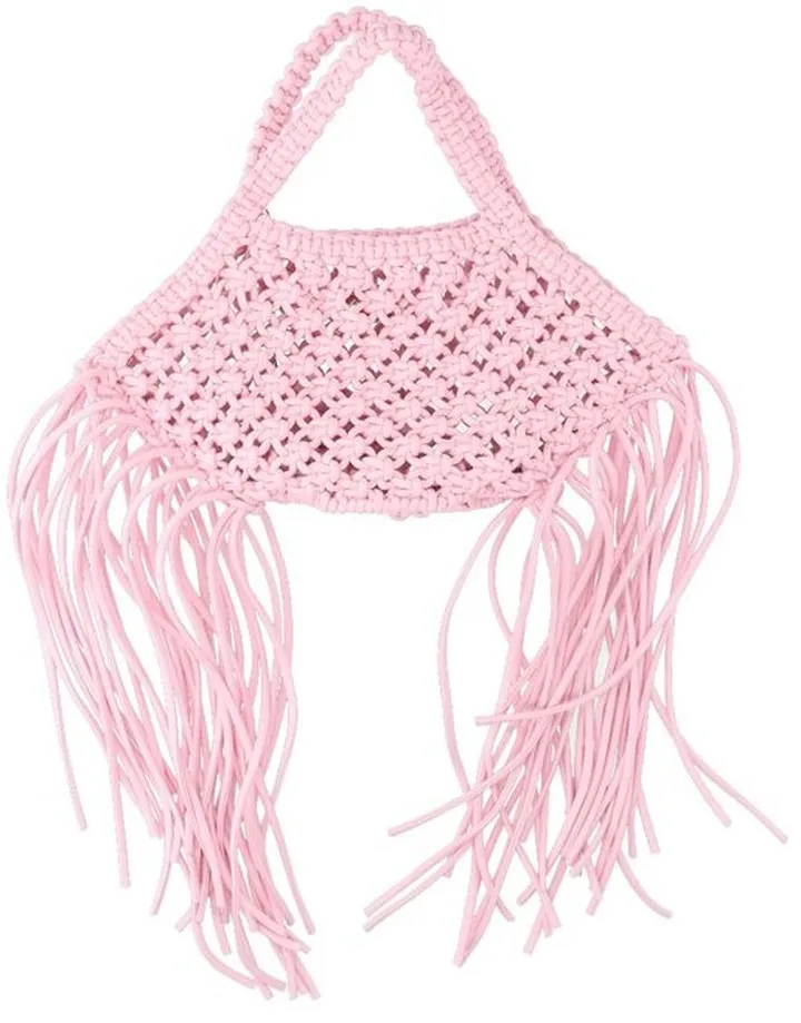 Yuzefi Fringes Detailed Woven Mini Tote Bag