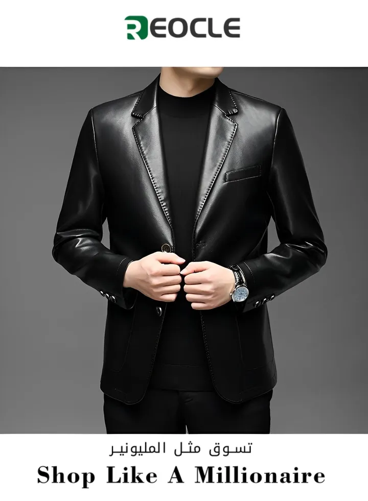 New Men's Leather Suit Jacket Durable Three-dimensional Tailoring High-quality Leather High-end Casual Middle-aged Jacket Trend