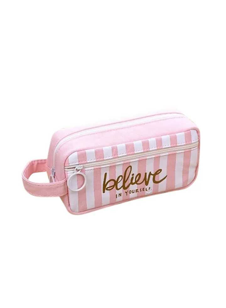 Canvas Cute Pencil Case White/Pink