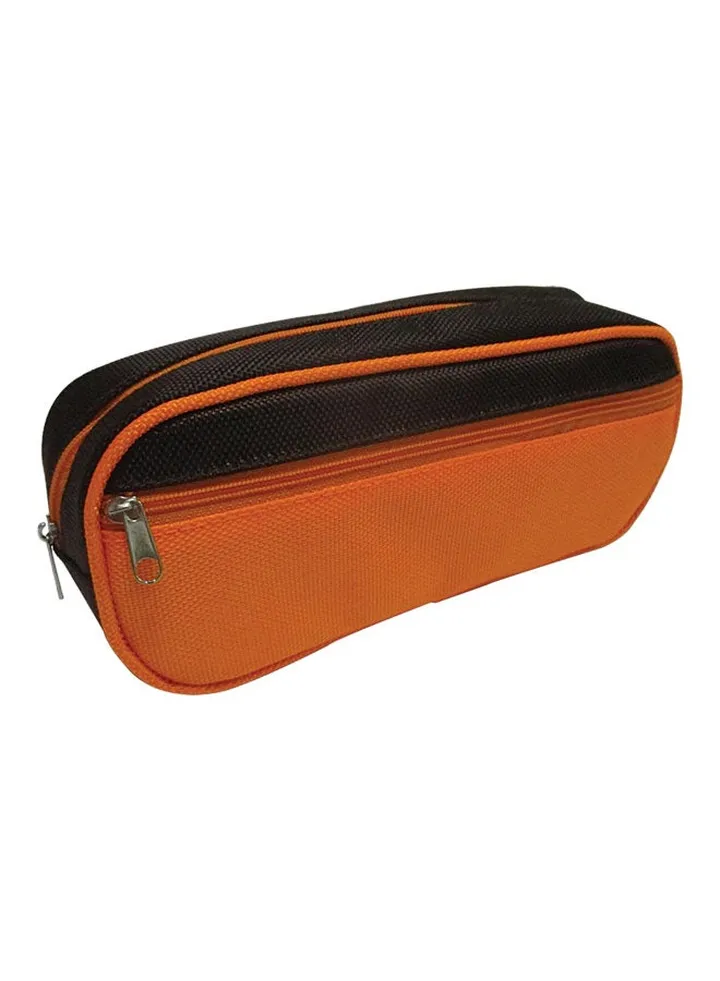 Zipper Closure Pencil Case Orange/Black