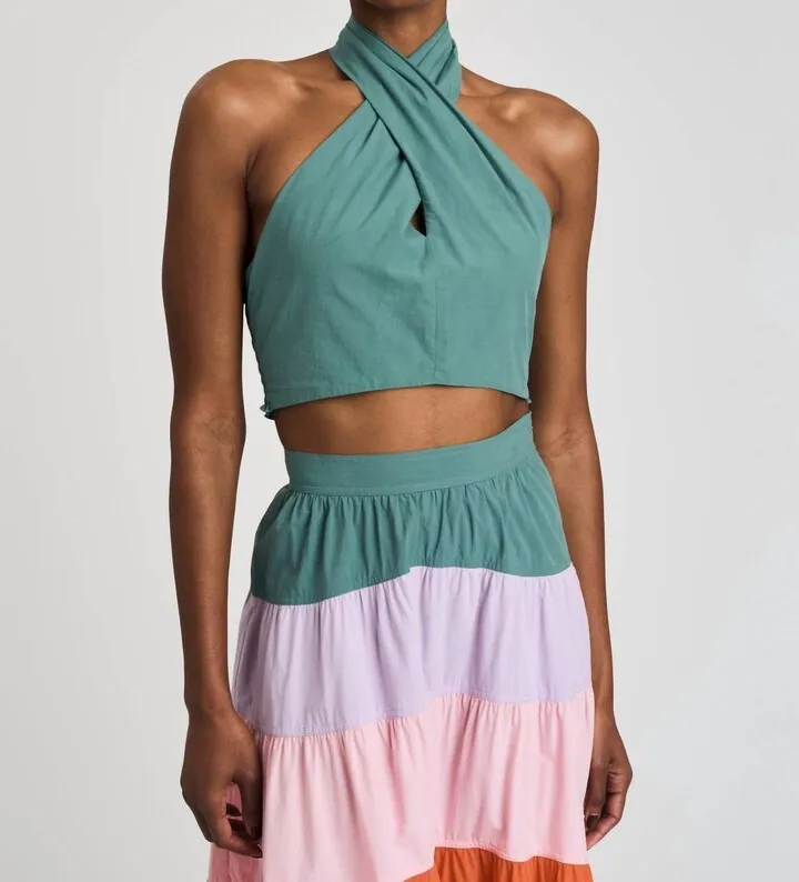 Chaya Halter Crop Top in Jade