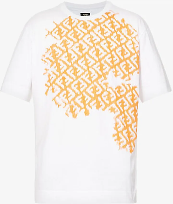 Mens Naturale +papaya Monogram-print Dropped-shoulder Relaxed-fit Cotton-jersey T-shirt