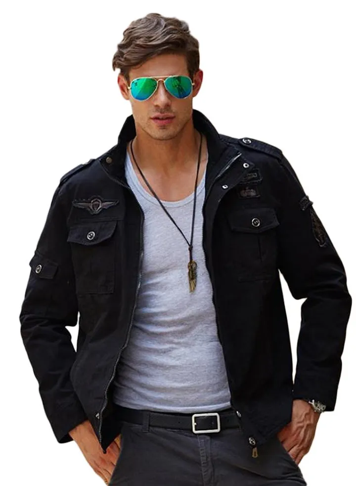 Flap Pocket Zipper Jacket Black