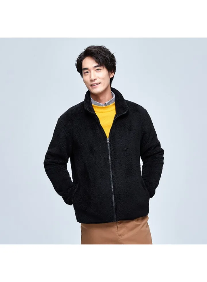 Coral Fleece Parka Jacket Black