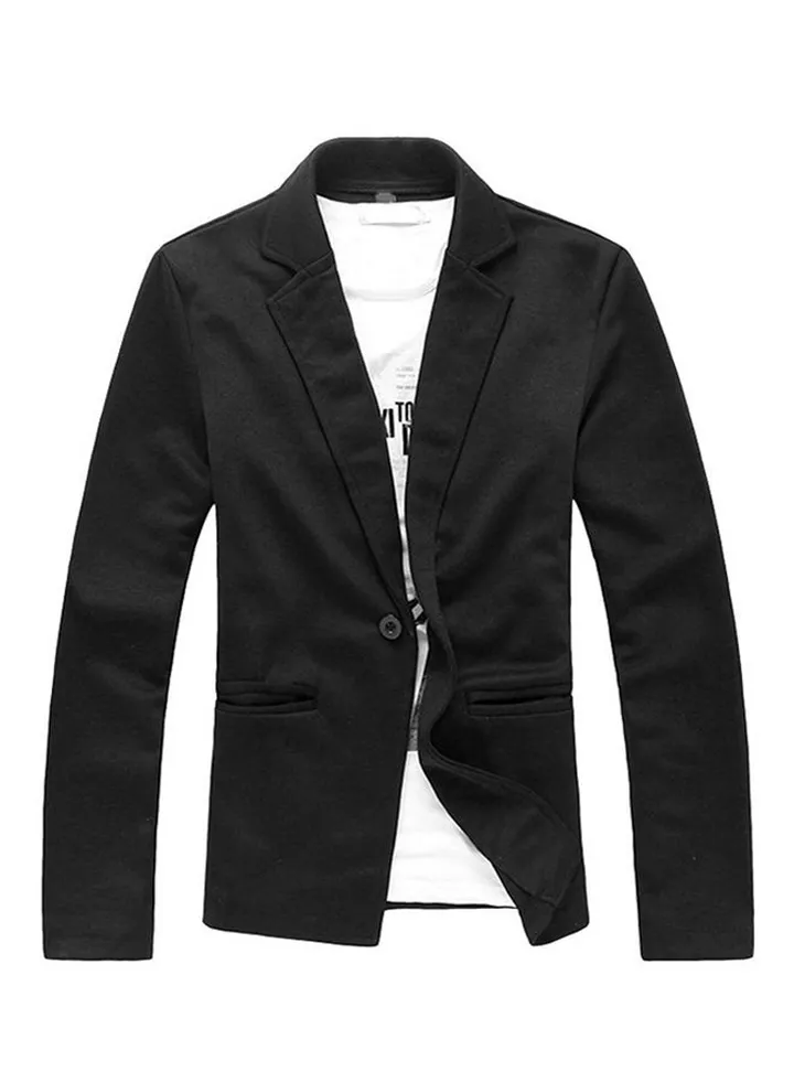 Knitted Ultra-Slim Long Sleeve Blazer Black
