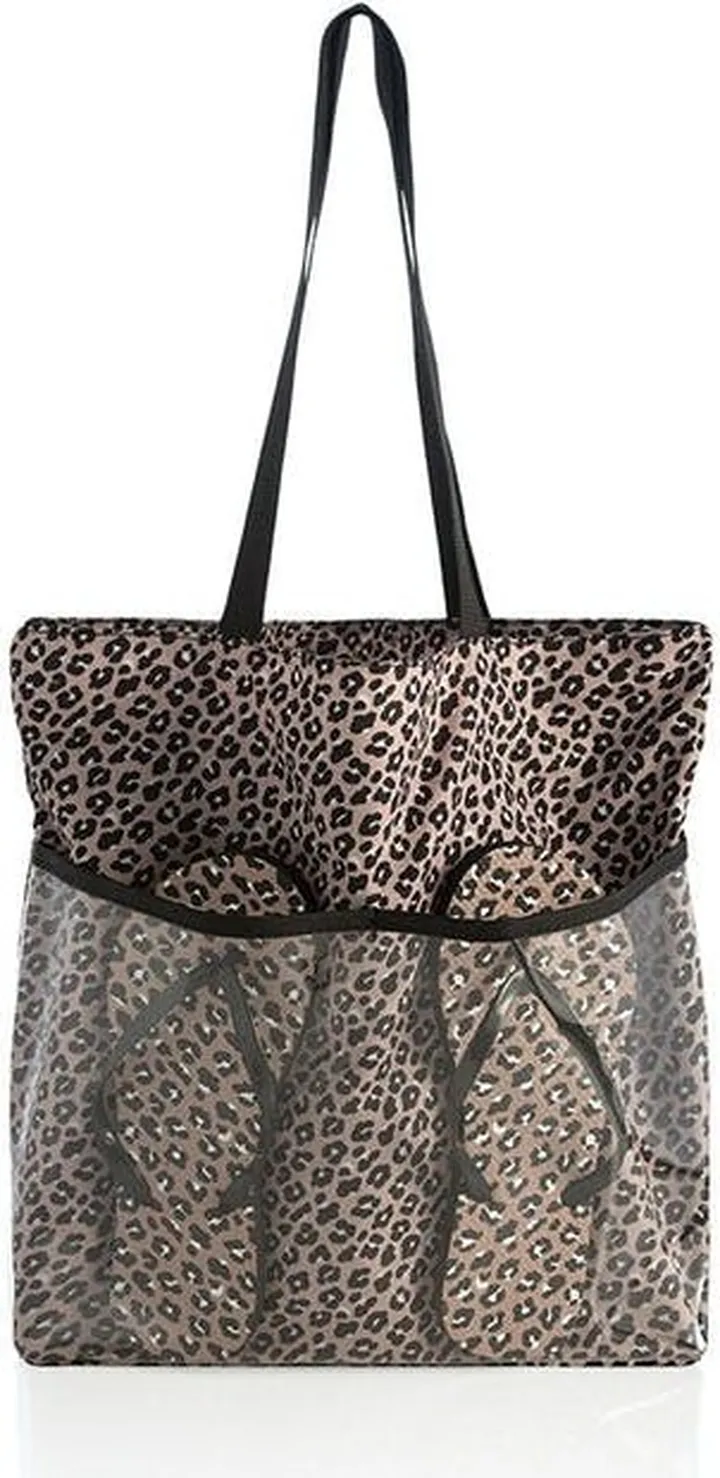 Shiraleah Leopard Tote And Flip-Flop Set - Brown