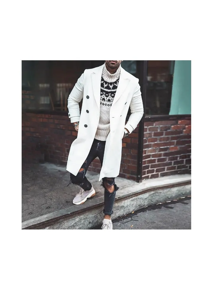 Squality Winter Long Coat Men White