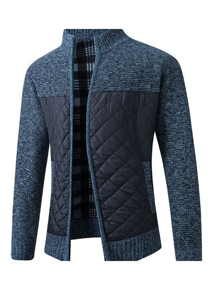 Zipperd Knitted Coat Blue