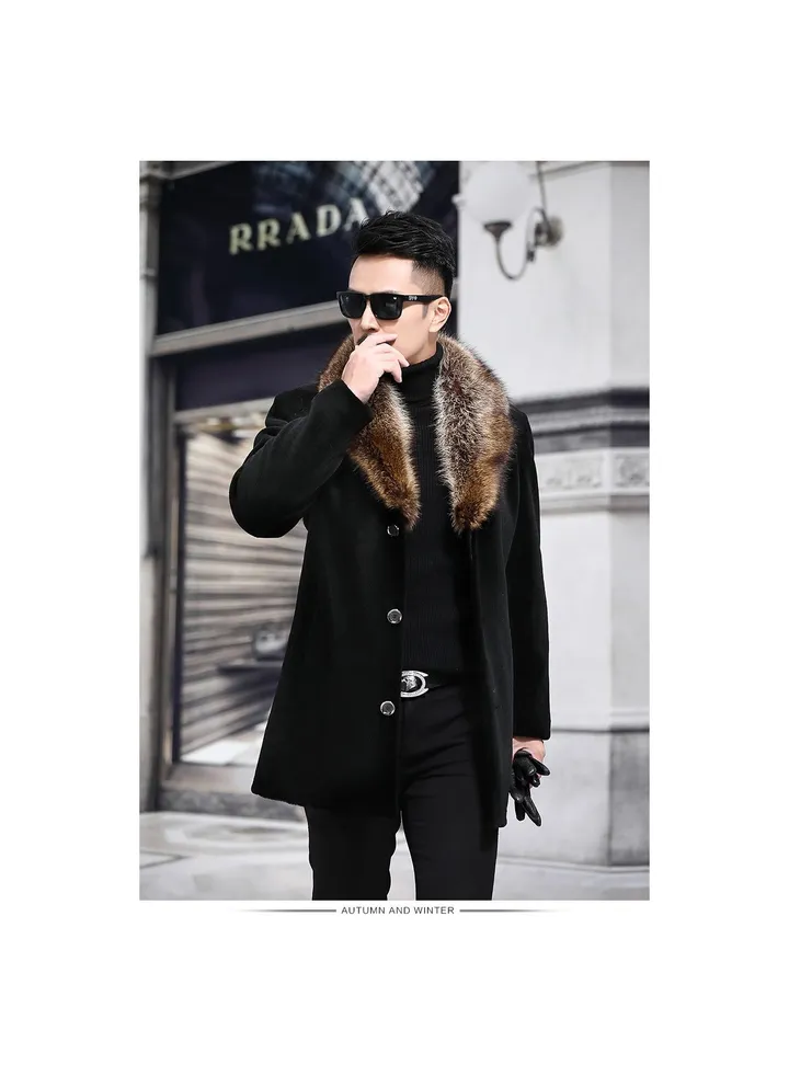 Squality Winter Long Coat Men Black