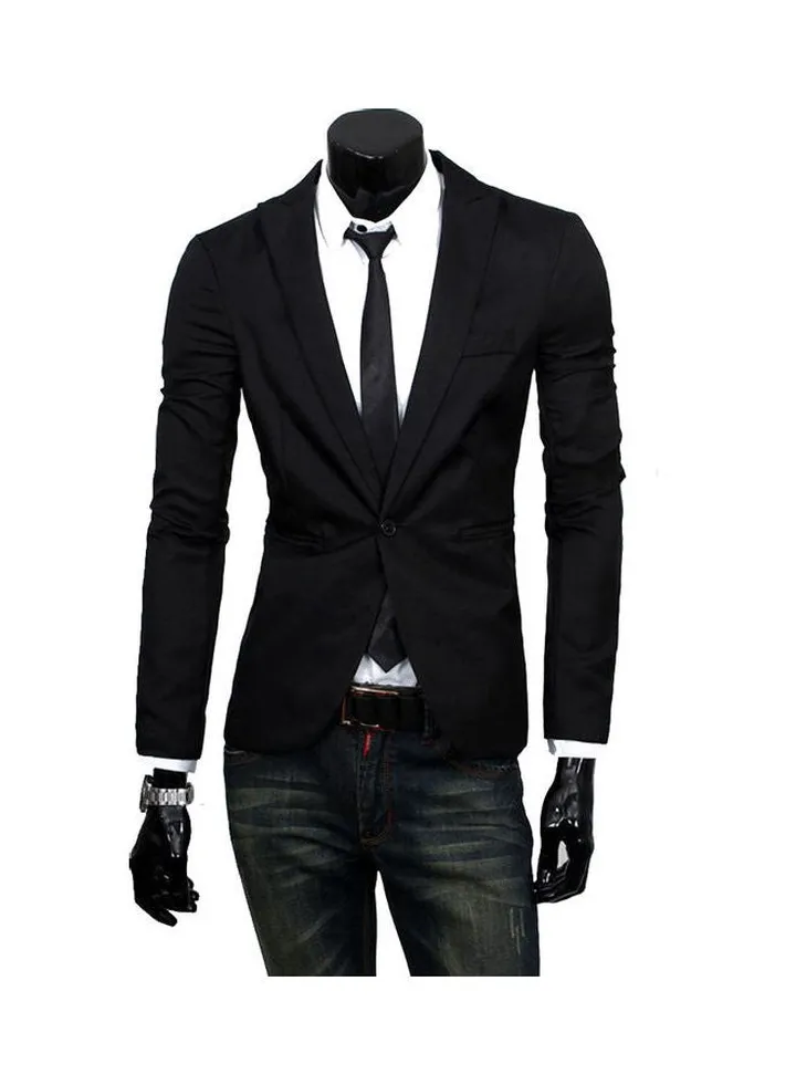 Casual Slim Long Sleeve Suit Coat Wear black