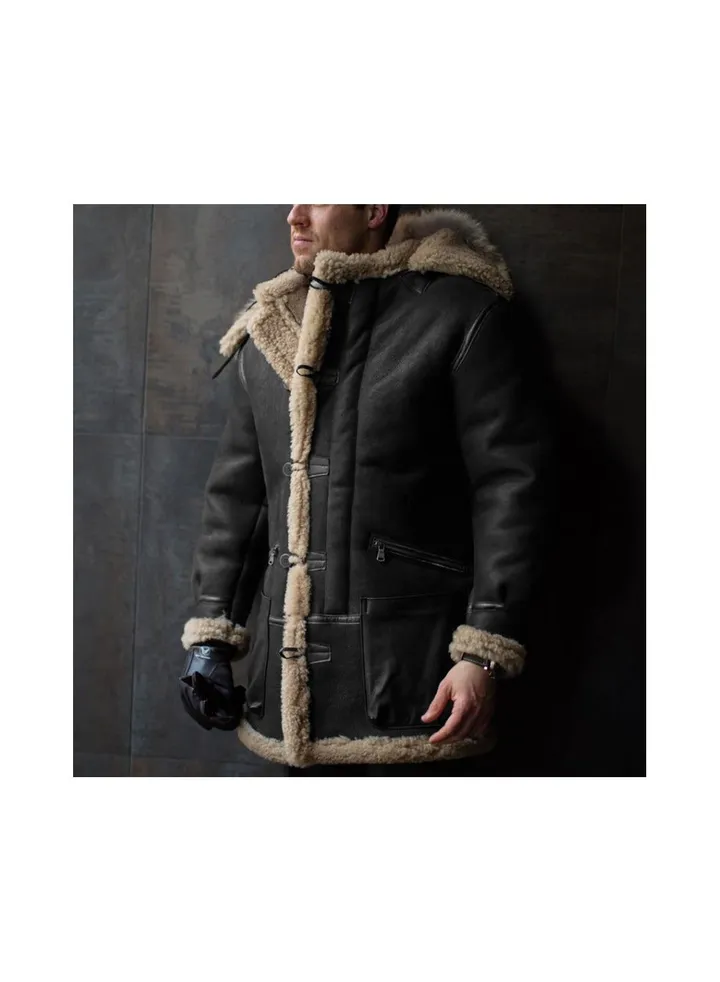 Squality Winter Hooded Thick Coat Men Black
