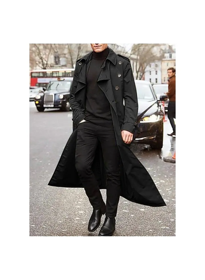 Squality Winter Long Coat Men Black