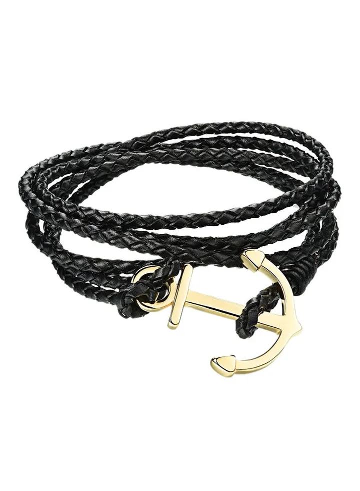Leather Cool Anchor Bracelet