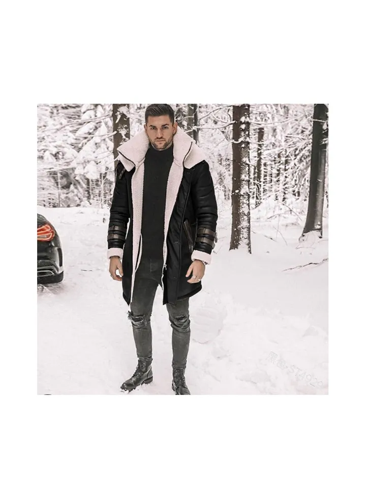 Squality Winter Long Coat Men Black