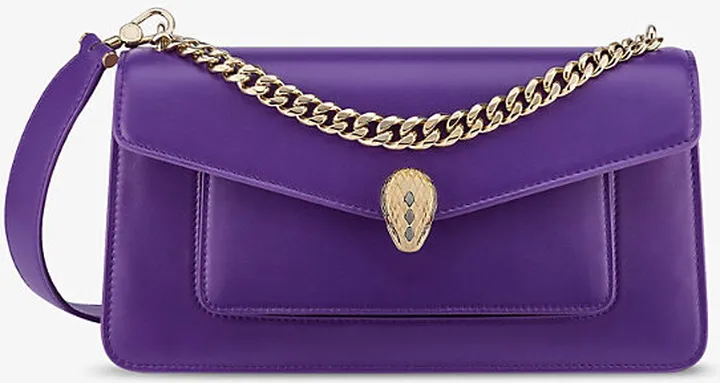 Womens Purple Serpenti East-West Maxi Chain Medium Leather Shoulder bag