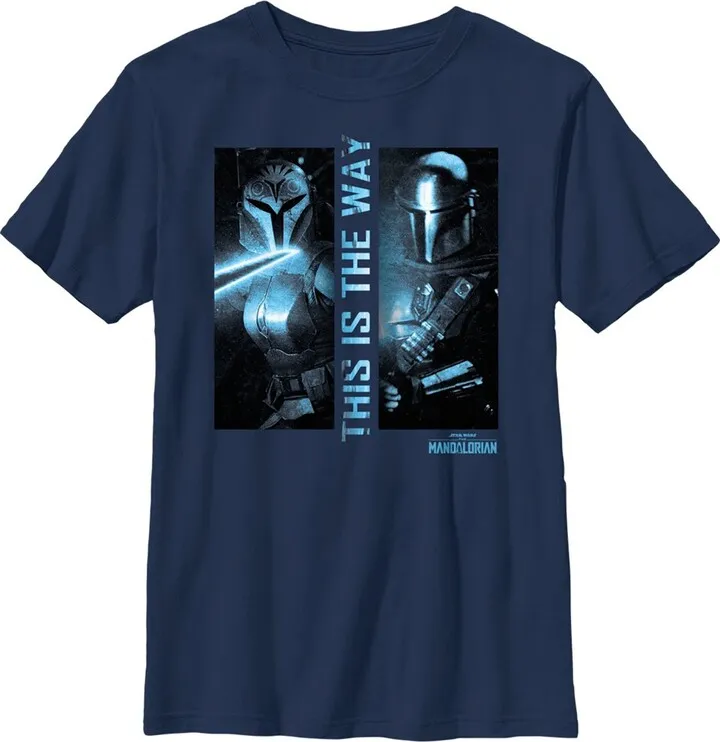 Boy's Star Wars: The Mandalorian Din Djarin and Bo-Katan Kryze This is the Way T-Shirt - Navy Blue - Medium