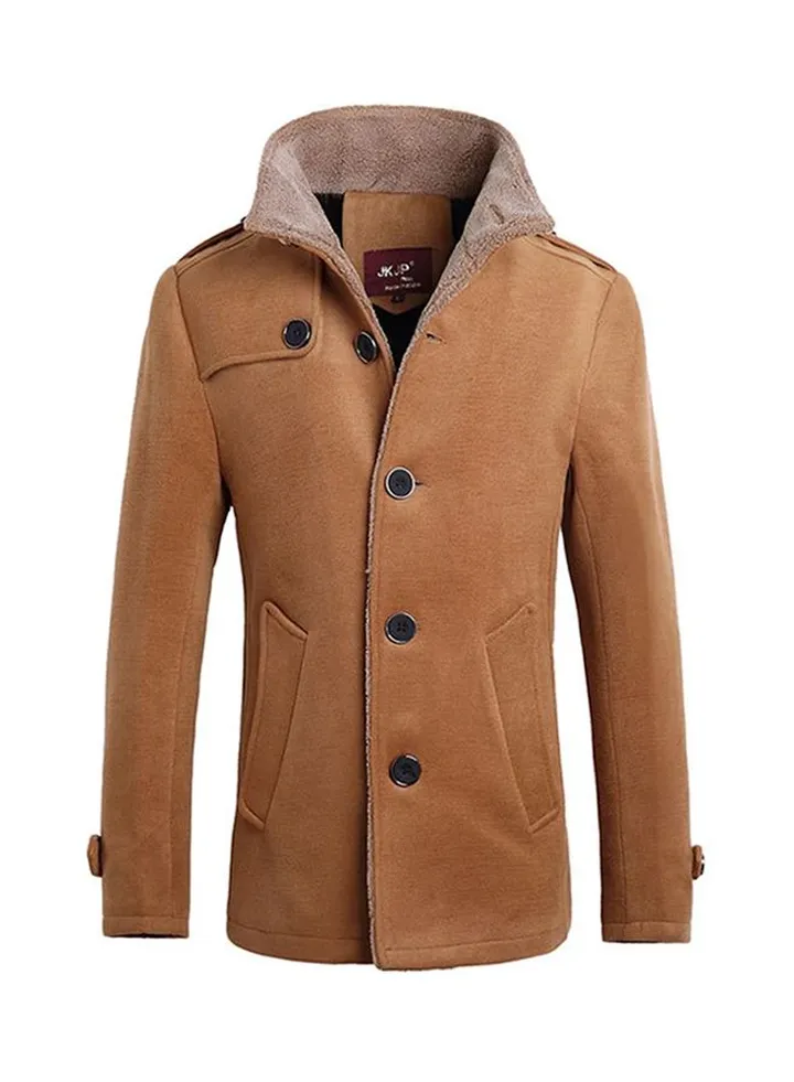 Long Sleeve Collared Coat Brown