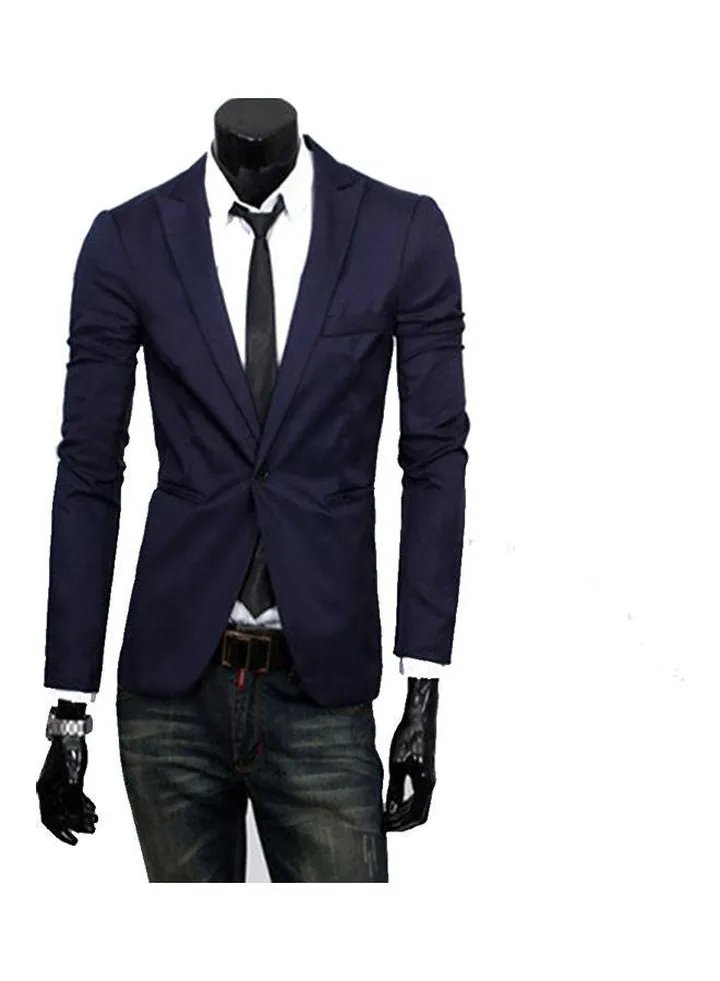 Long Sleeves Coat Navy Blue