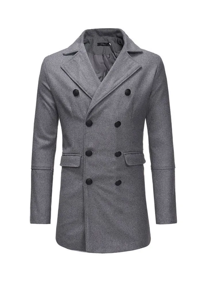 Casual Long Sleeved Coat Grey
