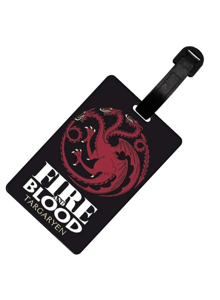 Fire And Blood Targaryen Luggage Tag Black/Red/White