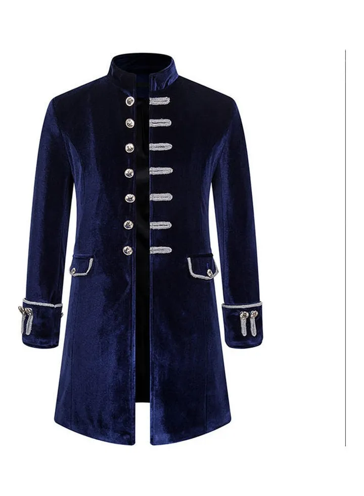 Retro Costume Trench Coat Navy Blue