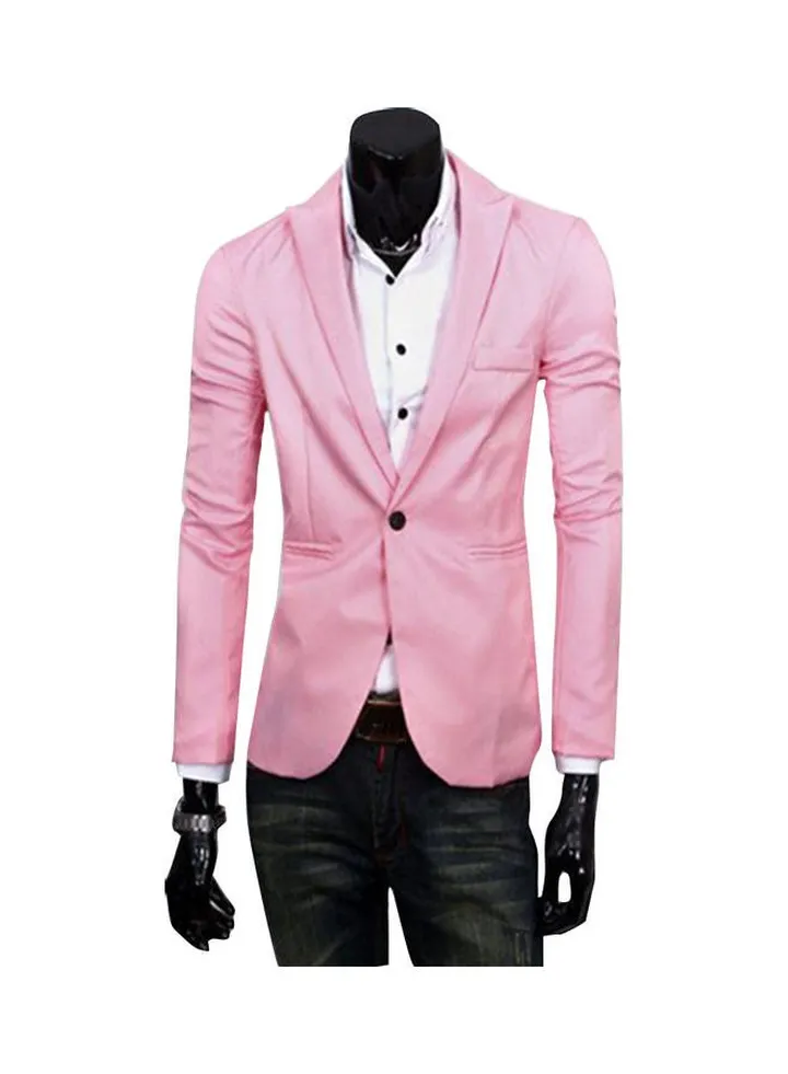Slim Long Sleeve Suit Coat pink