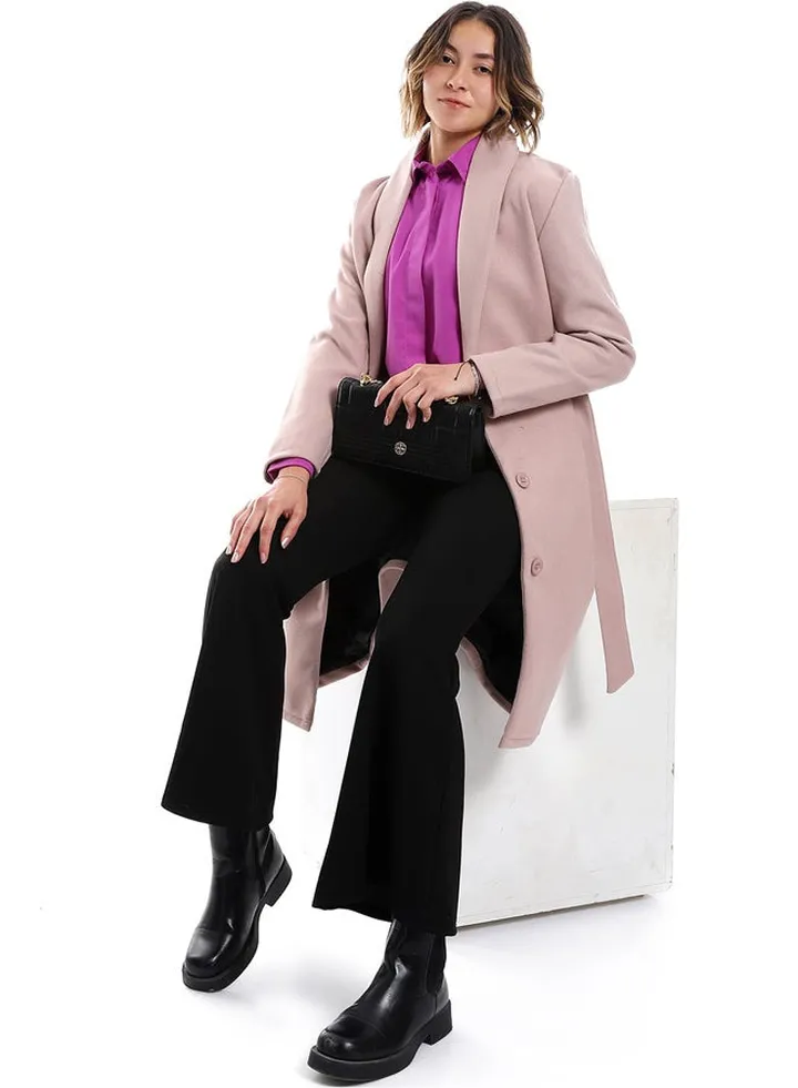 Shawl Lapel Collar Belted Coat _ Kashmir