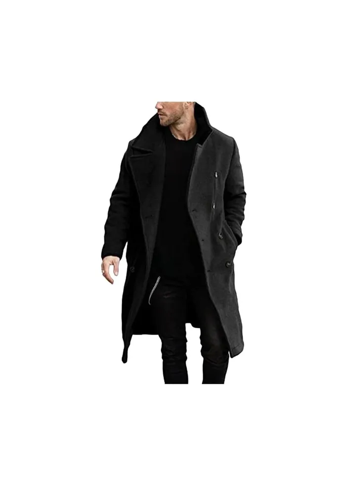 Squality Winter Long Coat Men Black