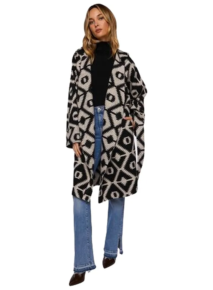 Belted Geo Duster Coat