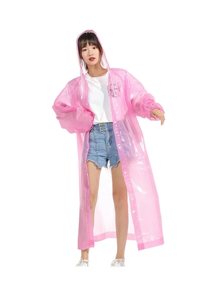 Waterproof Hooded Raincoat Pink