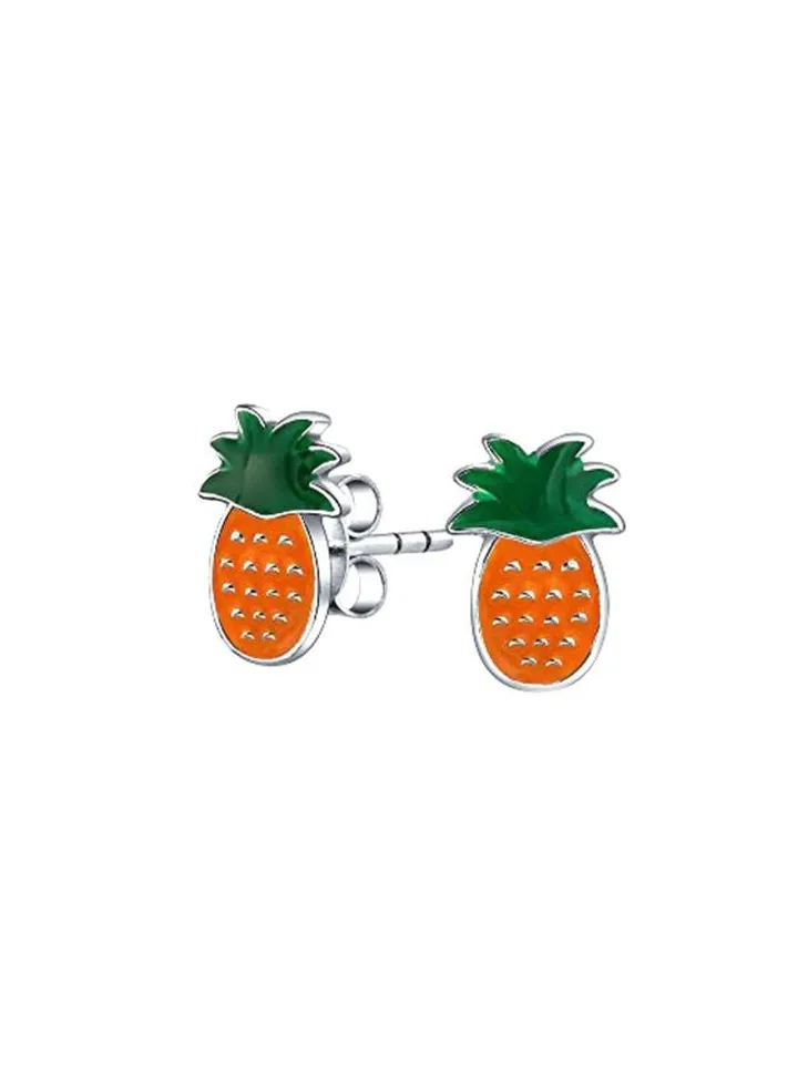 925 Sterling Silver Pineapple Shape Stud Earrings