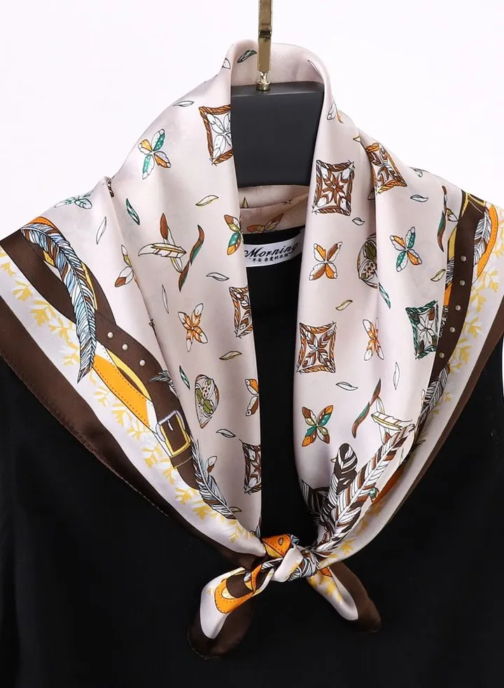 Women's Professional Scarf Satin Small Square Scarf Three-dimensional Letter Printing Scarf