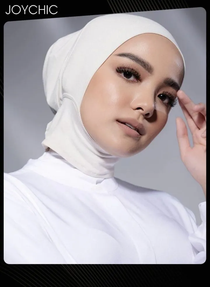 Solid Color Modal Skin-friendly Highly Elastic Mercerized Cotton Women's Hijab Muslim Headwear Wearable Traditional Wear Fashion Adjustable Head Scarf White for All Seasons