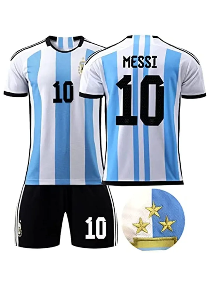 Lionel Messi Jersey #10 Argentina Football Home Football Soccer Jersey/Shorts Socks Gift Set Youth Sizes