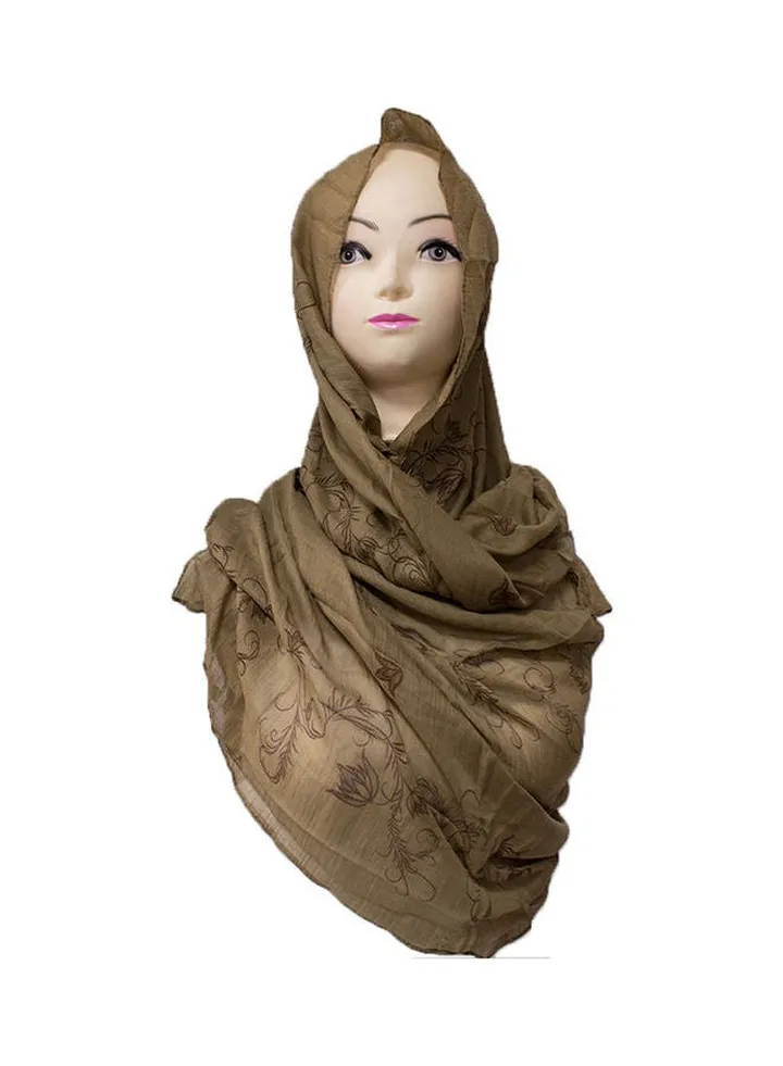 All-Over Printed Hijab Light Brown