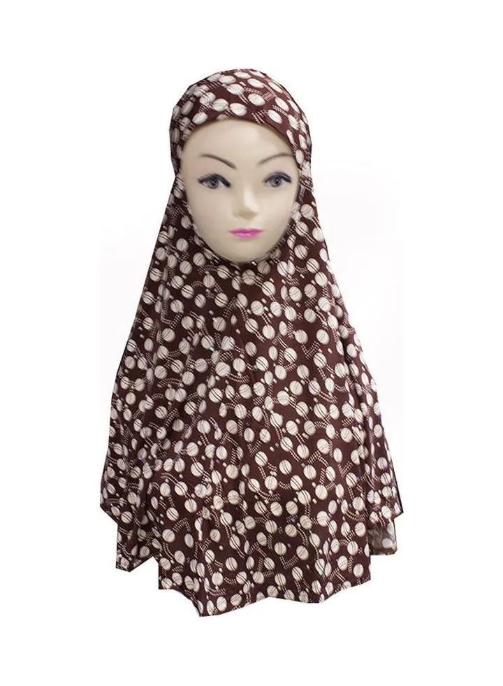 All-Over Printed Hijab Brown/White