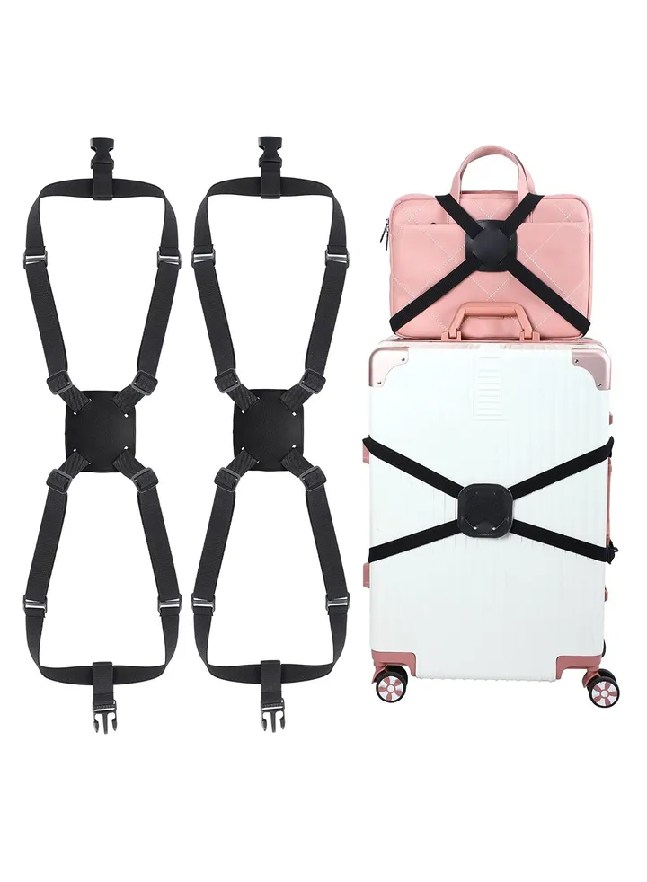 Luggage Straps Bag Bungees Luggage Straps Suitcase Adjustable Belt Bag Bungees for Add a Bag Easy to Travel Suitcase Elastic Strap Belt with Buckles for Men Women Travel Carry Accessories 2 Pieces