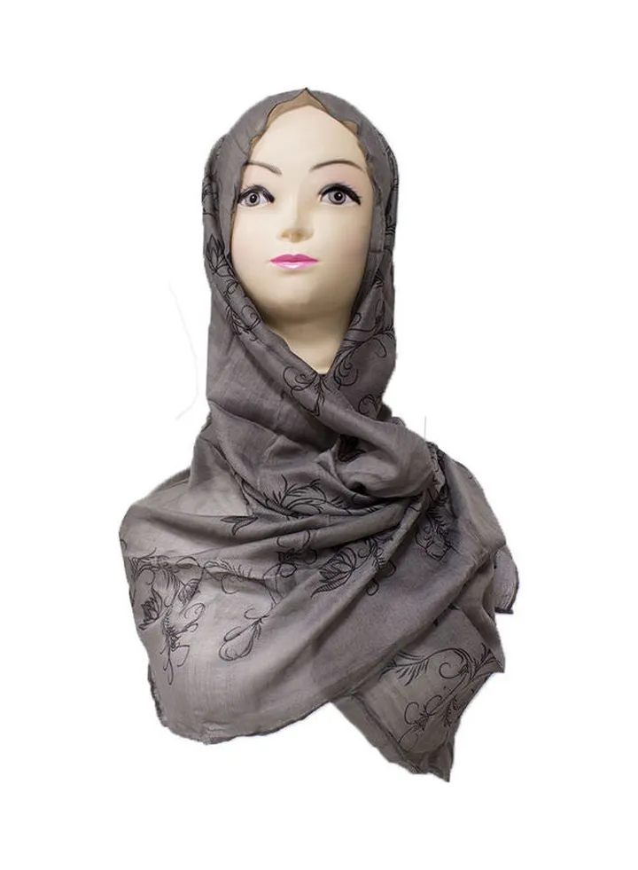 All-Over Printed Hijab Grey