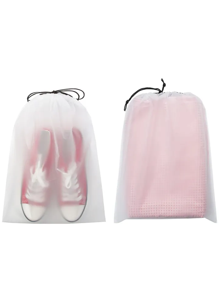 Transparent Shoe Bags, 10 Pack Travel Large Shoes Pouch Storage, Dust-Proof Storage Clear Window with Drawstring with Rope for Men and Women