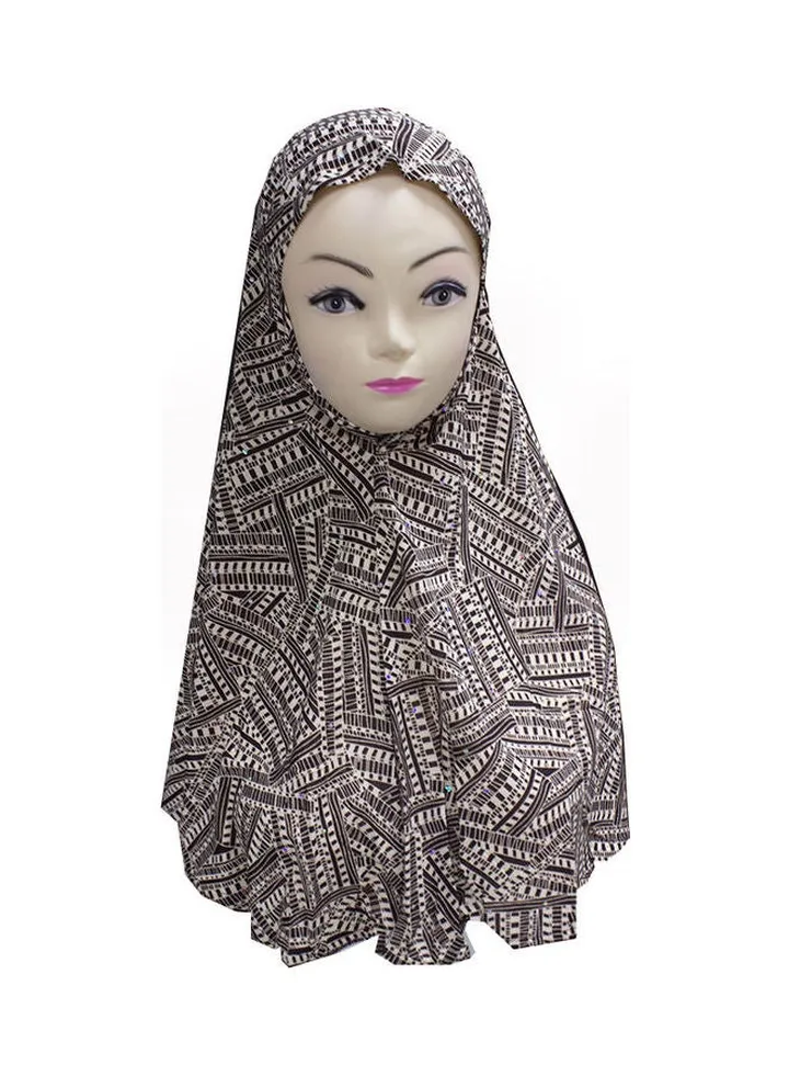 All-Over Printed Hijab Black/White