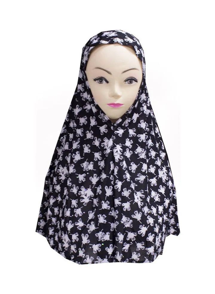 Floral Printed Hijab Black/White/Purple